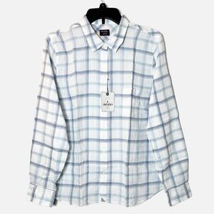 NWT UNTUCKit Women's Melini Button Front Shirt in Blue White Plaid